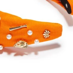 ORANGE NY METS EMBELLISHED KNOTTED HEADBAND -Lele Sadoughi Shop lele sadoughi headbands fanta ny mets embellished knotted headband 35385723322530