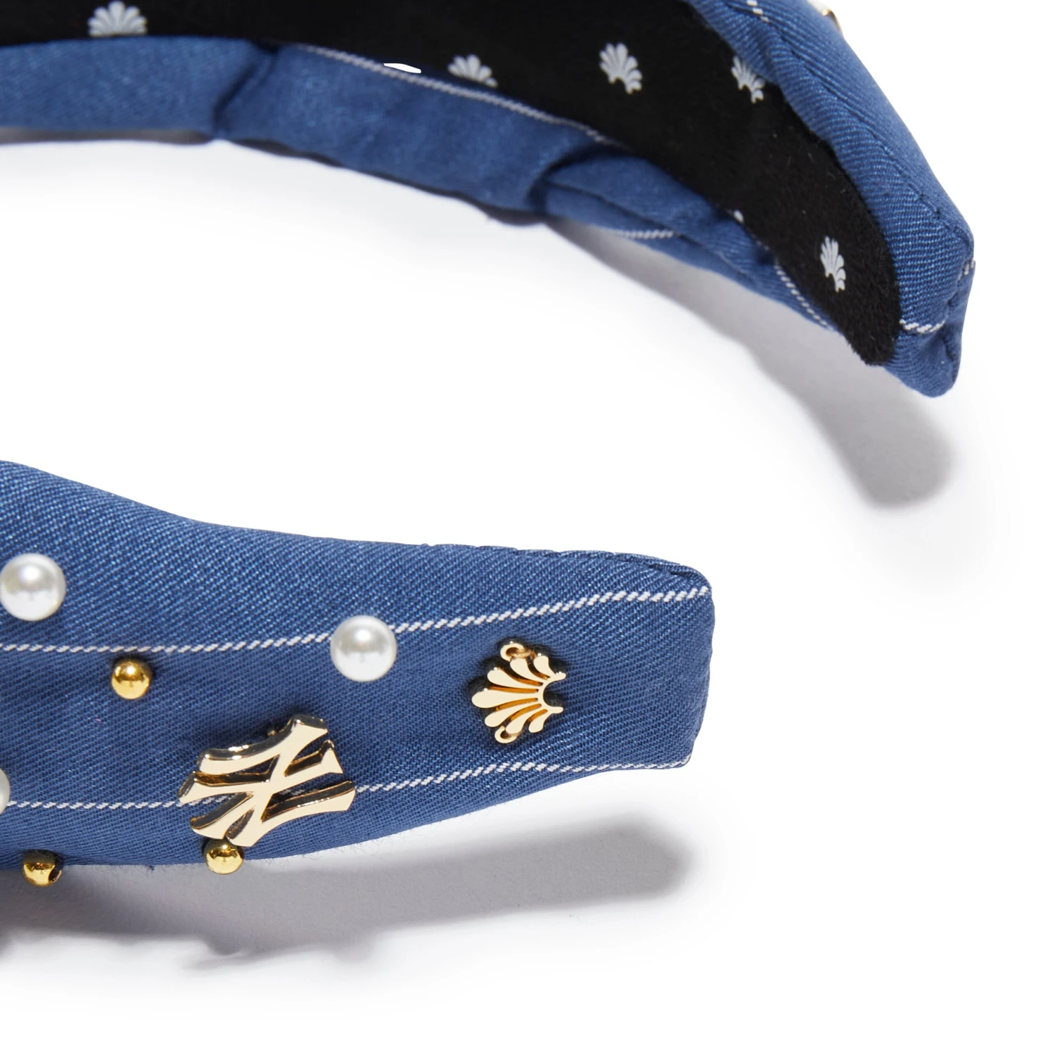 NAVY NY YANKEES EMBELLISHED KNOTTED HEADBAND 3 NAVY NY YANKEES EMBELLISHED KNOTTED HEADBAND - Image 3