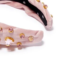 JUNE ALEXANDRITE HEART MIXED CRYSTAL VELVET KNOTTED HEADBAND -Lele Sadoughi Shop lele sadoughi headbands one size alexandrite alexandrite heart mixed crystal velvet knotted headband 34588707225762