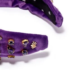 FEBRUARY AMETHYST CANDY JEWELED VELVET KNOTTED HEADBAND -Lele Sadoughi Shop lele sadoughi headbands one size amethyst amethyst candy jeweled knotted headband 34588715843746