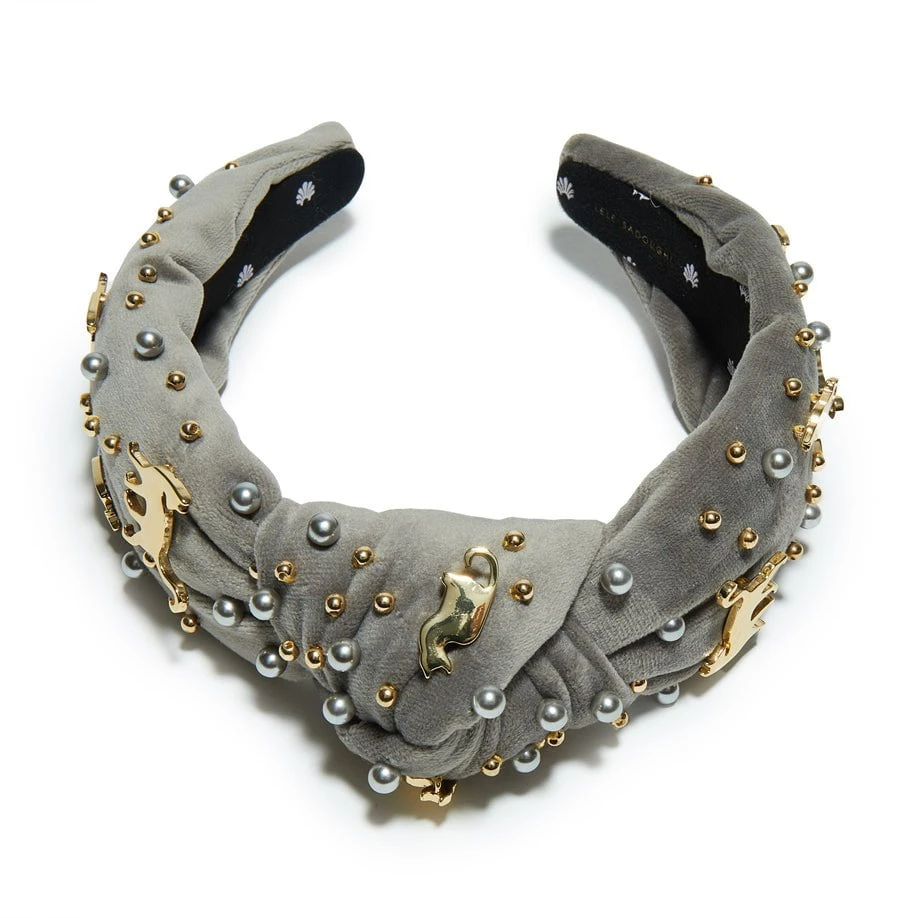 ASH GREY CAT LOVER EMBELLISHED KNOTTED HEADBAND 5 ASH GREY CAT LOVER EMBELLISHED KNOTTED HEADBAND - Image 5