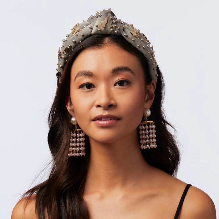 ASH GREY CAT LOVER EMBELLISHED KNOTTED HEADBAND 4 ASH GREY CAT LOVER EMBELLISHED KNOTTED HEADBAND - Image 4