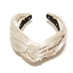 BISQUE PEARL EMBELLISHED GRETA HEADBAND -Lele Sadoughi Shop lele sadoughi headbands one size bisque pearl embellished gretta headband 36531553763490