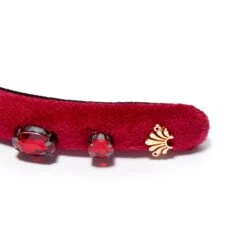 JANUARY GARNET OVAL CRYSTAL VELVET GIGI HEADBAND -Lele Sadoughi Shop lele sadoughi headbands one size burgundy burgundy oval crystal velvet gigi headband 34576119824546