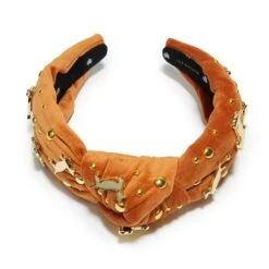 CAMEL DOG LOVER EMBELLISHED KNOTTED HEADBAND -Lele Sadoughi Shop lele sadoughi headbands one size camel dog lover embellished knotted headband 36247250763938