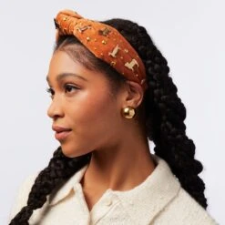 CAMEL DOG LOVER EMBELLISHED KNOTTED HEADBAND -Lele Sadoughi Shop lele sadoughi headbands one size camel dog lover embellished knotted headband 36431127642274