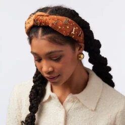 CAMEL DOG LOVER EMBELLISHED KNOTTED HEADBAND -Lele Sadoughi Shop lele sadoughi headbands one size camel dog lover embellished knotted headband 36431129149602
