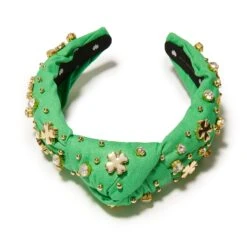 CLOVER GREEN EMBELLISHED SHAMROCK KNOTTED HEADBAND -Lele Sadoughi Shop lele sadoughi headbands one size clover green embellished shamrock knotted headband 36690014208162