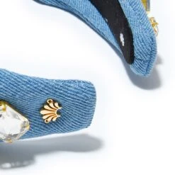 DENIM RECTANGLE CRYSTAL KNOTTED HEADBAND -Lele Sadoughi Shop lele sadoughi headbands one size denim rectangle crystal knotted headband 35179351474338