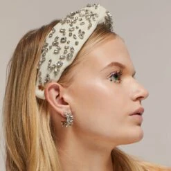 APRIL DIAMOND MIXED CRYSTAL VELVET KNOTTED HEADBAND -Lele Sadoughi Shop lele sadoughi headbands one size diamond diamond mixed crystal velvet knotted headband 34609244471458