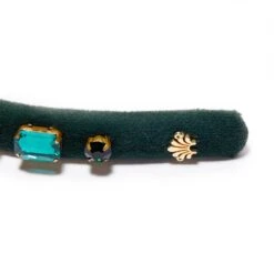 MAY EMERALD RECTANGLE CRYSTAL VELVET GIGI HEADBAND -Lele Sadoughi Shop lele sadoughi headbands one size emerald emerald rectangle crystal velvet gigi headband 34576124739746