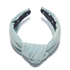 FADED DENIM KNOTTED HEADBAND -Lele Sadoughi Shop lele sadoughi headbands one size faded denim denim knotted headband 36542102274210