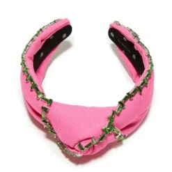 FLAMINGO CRYSTAL TRIM KNOTTED HEADBAND -Lele Sadoughi Shop lele sadoughi headbands one size flamingo crystal trim knotted headband 36531461292194