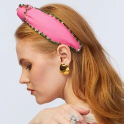 FLAMINGO CRYSTAL TRIM KNOTTED HEADBAND -Lele Sadoughi Shop lele sadoughi headbands one size flamingo crystal trim knotted headband 36617507176610