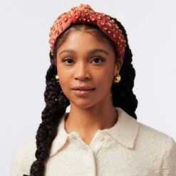 FLAMINGO SWAROVSKI® MELANGE KNOTTED HEADBAND 9 FLAMINGO SWAROVSKI® MELANGE KNOTTED HEADBAND -Lele Sadoughi Shop lele sadoughi headbands one size flamingo swarovski melange knotted headband 36206315536546