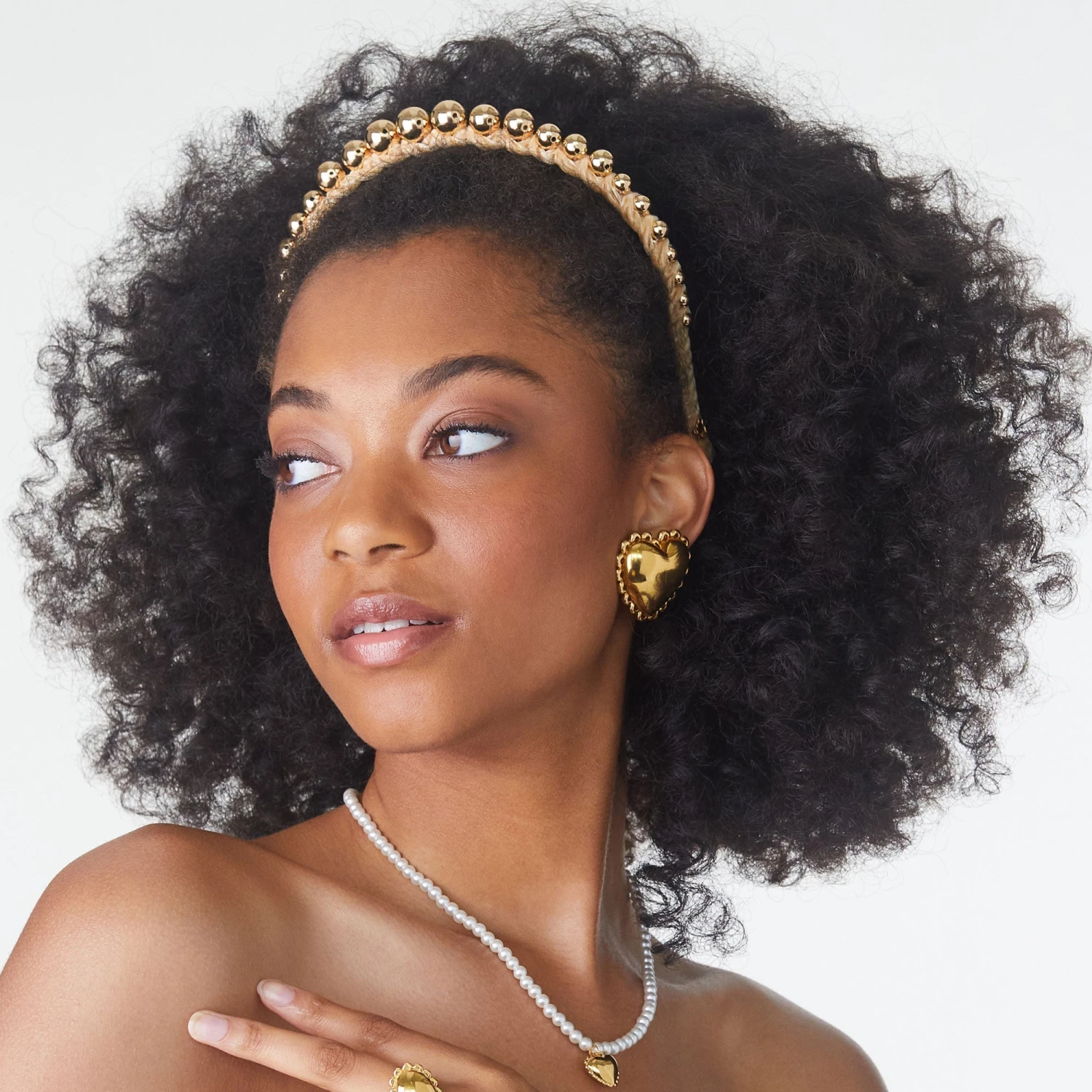 GOLD GRADUATED BEAD HEADBAND 2 GOLD GRADUATED BEAD HEADBAND - Image 2