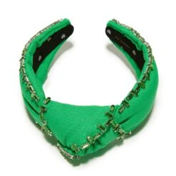 GRASS GREEN CRYSTAL TRIM KNOTTED HEADBAND -Lele Sadoughi Shop lele sadoughi headbands one size grass green crystal trim knotted headband 36531457917090