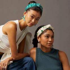 IVORY BOSTON CELTICS EMBELLISHED KNOTTED HEADBAND -Lele Sadoughi Shop lele sadoughi headbands one size ivory boston celtics embellished headband 36579229139106