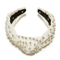 IVORY CRYSTAL EMBELLISHED KNOTTED HEADBAND -Lele Sadoughi Shop lele sadoughi headbands one size ivory crystal embellished knotted headband 36531511591074