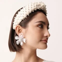 IVORY WOVEN PEARL HEADBAND -Lele Sadoughi Shop lele sadoughi headbands one size ivory ivory woven pearl headband 33375068749986