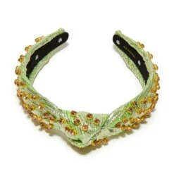 PARAKEET EMBELLISHED BROCADE SLIM KNOTTED HEADBAND -Lele Sadoughi Shop lele sadoughi headbands one size parakeet embellished brocade slim knotted headband 36531469189282