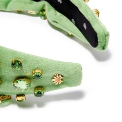 AUGUST PERIDOT OVAL CRYSTAL VELVET KNOTTED HEADBAND -Lele Sadoughi Shop lele sadoughi headbands one size peridot peridot oval crystal velvet knotted headband 34588743794850