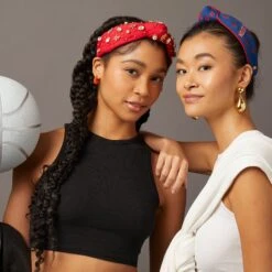 RED HOUSTON ROCKETS EMBELLISHED KNOTTED HEADBAND -Lele Sadoughi Shop lele sadoughi headbands one size red houston rockets embellished headband 36579279437986