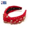 RED HOUSTON ROCKETS EMBELLISHED KNOTTED HEADBAND