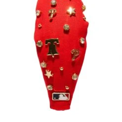RED PHILLIES EMBELLISHED KNOTTED HEADBAND -Lele Sadoughi Shop lele sadoughi headbands one size red phl phillies embellished knotted headband 36758707404962