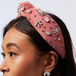ROSE SWAROVSKI® SNOWFLAKE KNOTTED HEADBAND -Lele Sadoughi Shop lele sadoughi headbands one size rose swarovski snowflake knotted headband 36206351876258