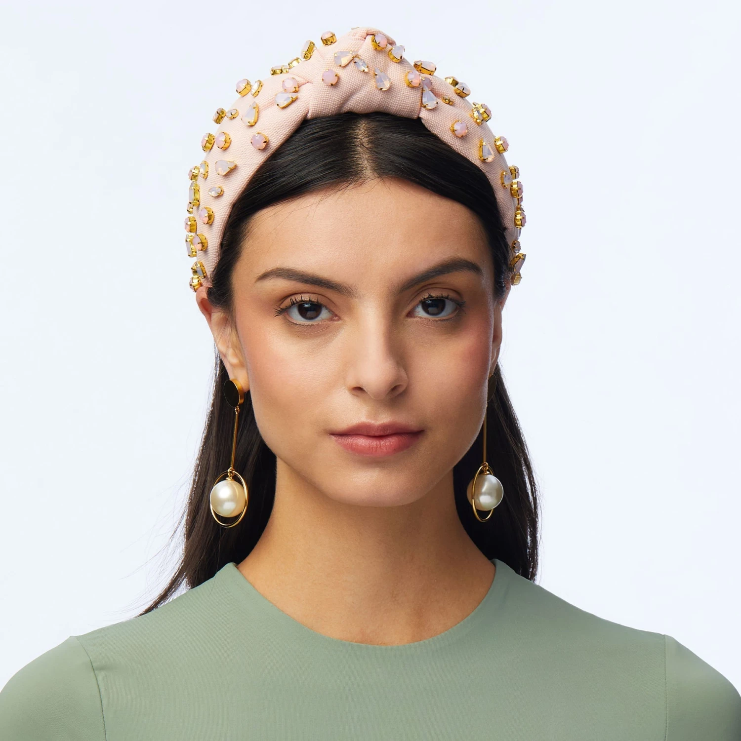 ROSEWATER MIXED CRYSTAL WOVEN KNOTTED HEADBAND 2 ROSEWATER MIXED CRYSTAL WOVEN KNOTTED HEADBAND - Image 2