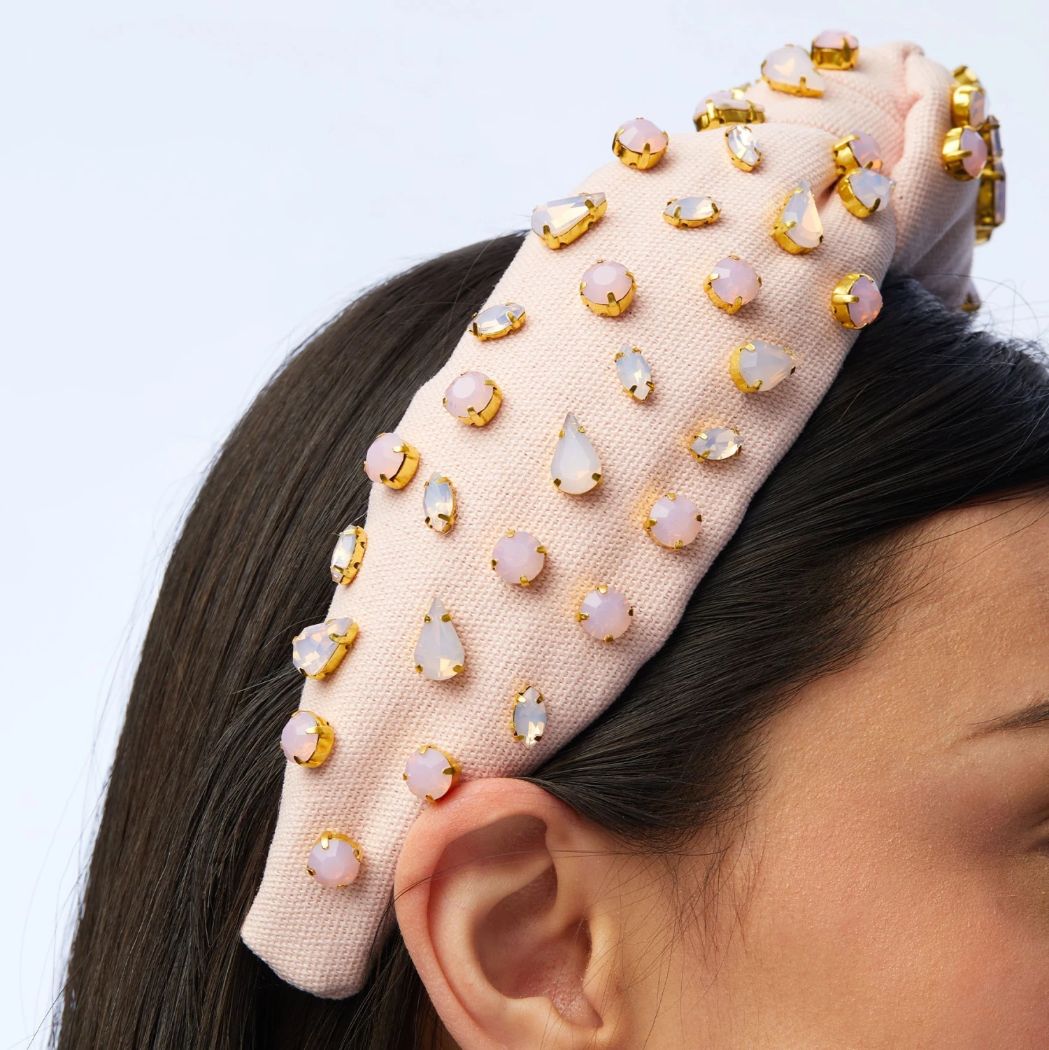 ROSEWATER MIXED CRYSTAL WOVEN KNOTTED HEADBAND 4 ROSEWATER MIXED CRYSTAL WOVEN KNOTTED HEADBAND - Image 4