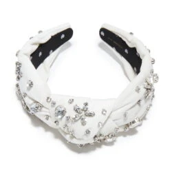 SILVER SNOW SWAROVSKI® SNOWFLAKE KNOTTED HEADBAND -Lele Sadoughi Shop lele sadoughi headbands one size silver snow swarovski snowflake knotted headband 36206041432226