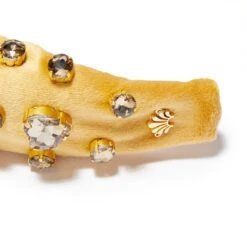 NOVEMBER TOPAZ HEART MIXED CRYSTAL VELVET KNOTTED HEADBAND -Lele Sadoughi Shop lele sadoughi headbands one size topaz topaz heart mixed crystal velvet knotted headband 34588699721890