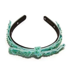 TURQUOISE EMBELLISHED BARDOT SLIM RIBBON HEADBAND -Lele Sadoughi Shop lele sadoughi headbands one size turquoise embellished bardot slim ribbon headband 36531521749154