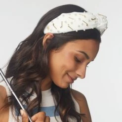 WHITE GOLF KNOTTED HEADBAND -Lele Sadoughi Shop lele sadoughi headbands one size white golf knotted headband 33662608703650