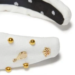 WHITE TENNIS KNOTTED HEADBAND -Lele Sadoughi Shop lele sadoughi headbands one size white white tennis knotted headband 33602894594210