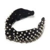 JET PEARL VELVET KNOTTED HEADBAND