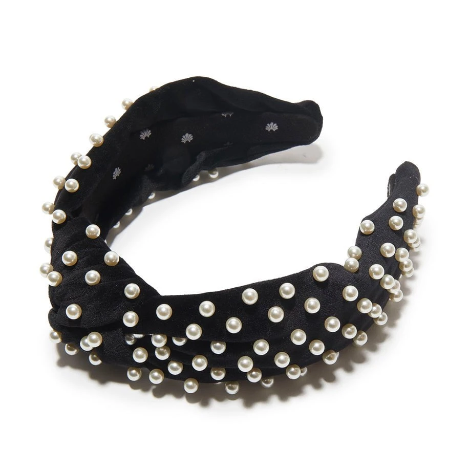 JET PEARL VELVET KNOTTED HEADBAND 1 JET PEARL VELVET KNOTTED HEADBAND