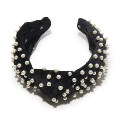 JET PEARL VELVET KNOTTED HEADBAND 7 JET PEARL VELVET KNOTTED HEADBAND -Lele Sadoughi Shop lele sadoughi headbands os jet pearl velvet knotted headband 36443134001314
