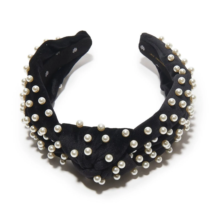 JET PEARL VELVET KNOTTED HEADBAND 4 JET PEARL VELVET KNOTTED HEADBAND - Image 4