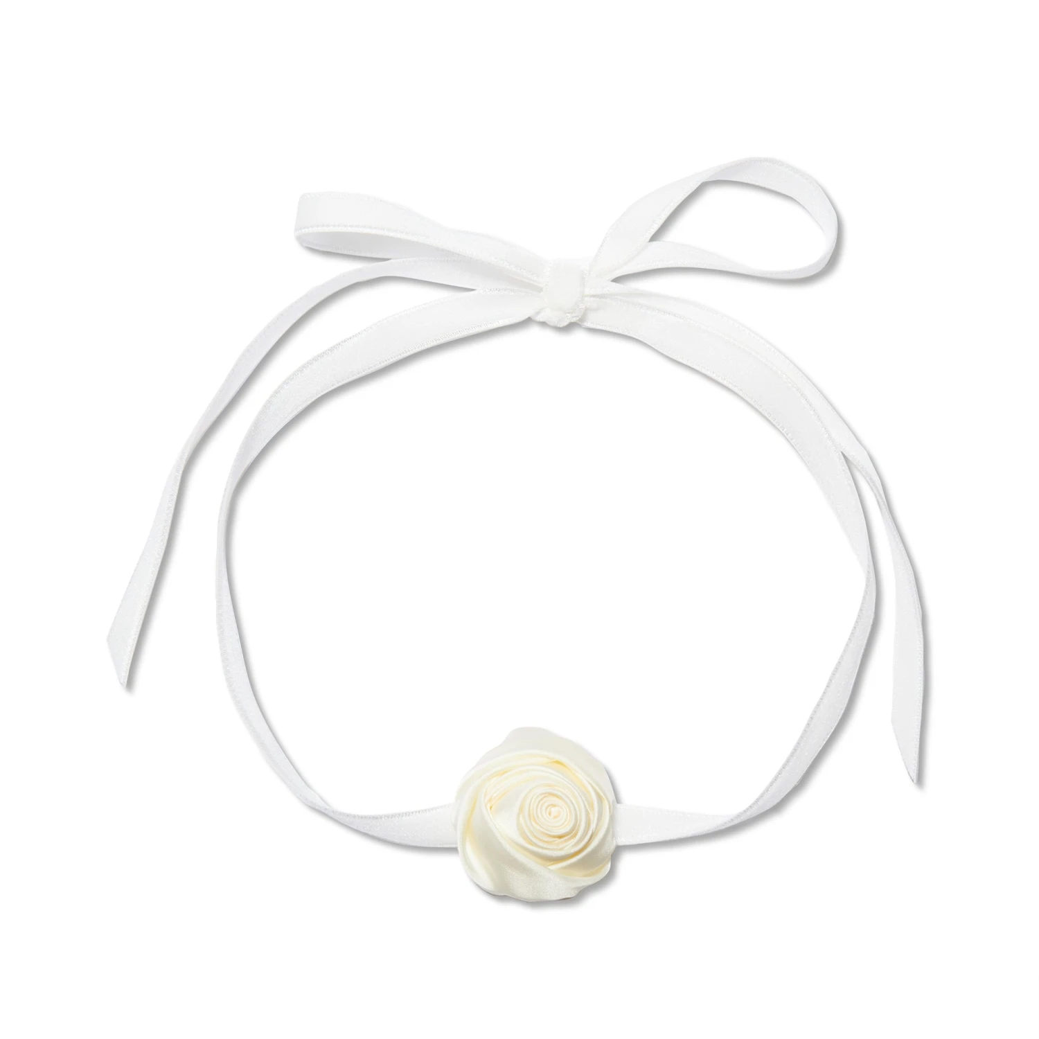 IVORY SILK ROSETTE RIBBON CHOKER 1 IVORY SILK ROSETTE RIBBON CHOKER