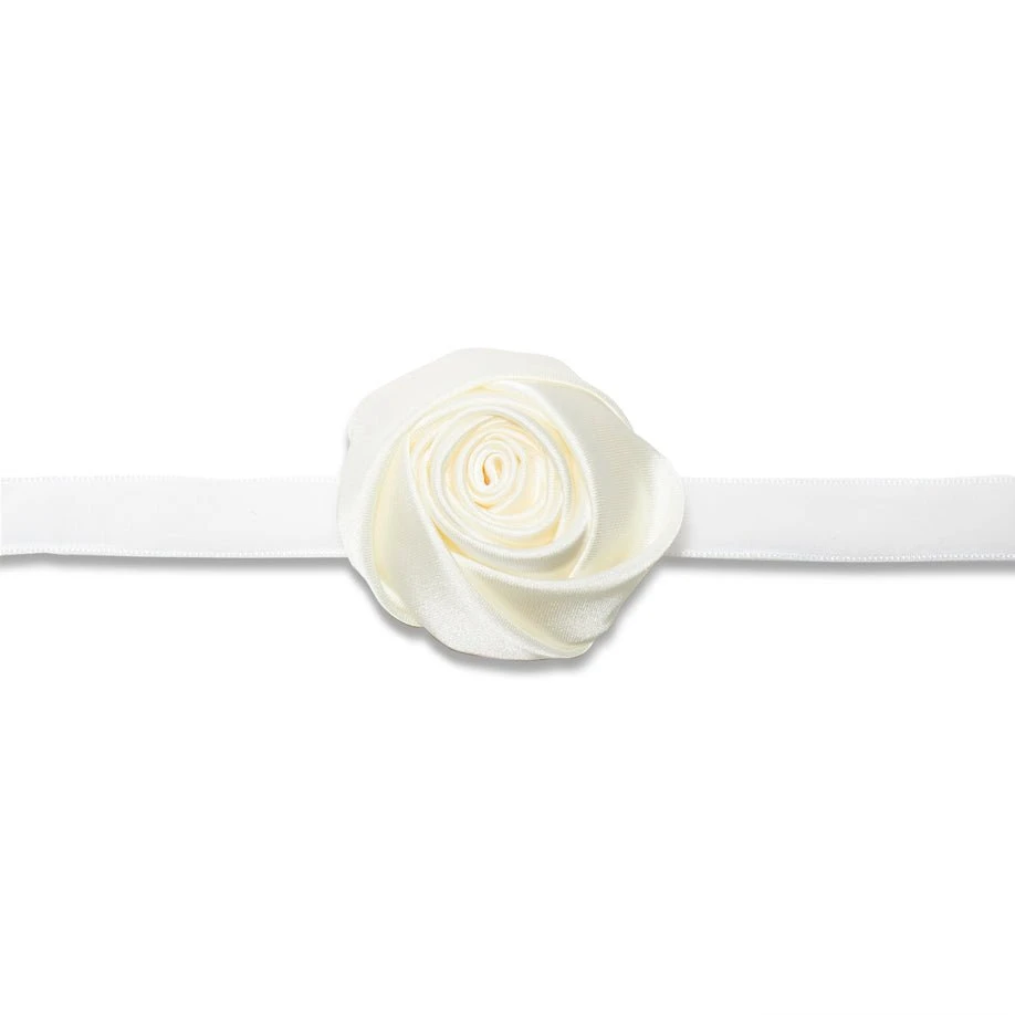 IVORY SILK ROSETTE RIBBON CHOKER 3 IVORY SILK ROSETTE RIBBON CHOKER - Image 3