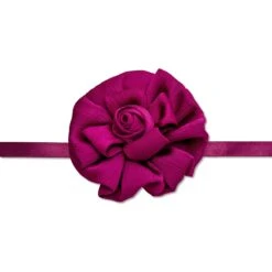PLUM SILK GARDENIA RIBBON CHOKER -Lele Sadoughi Shop lele sadoughi necklaces one size plum silk gardenia ribbon choker 36060969631906