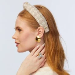 CRYSTAL PAVE TRILLIUM STRETCH RING -Lele Sadoughi Shop lele sadoughi rings one size crystal pave trillium stretch ring 36641327218850