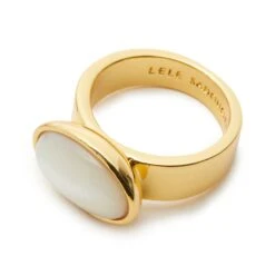 PEARL DOME SIGNET RING -Lele Sadoughi Shop lele sadoughi rings one size pearl dome signet ring 36531290964130