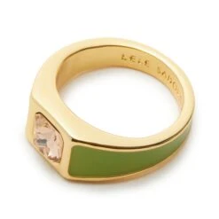 ROSE PARAKEET JEWELED SIGNET RING -Lele Sadoughi Shop lele sadoughi rings one size rose parakeet jeweled signet ring 36531299975330