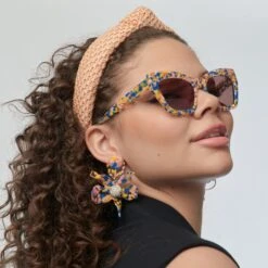 CANARY CONFETTI LIDO SUNGLASSES -Lele Sadoughi Shop lele sadoughi sunglasses one size canary confetti lido sunglasses 34798547992738