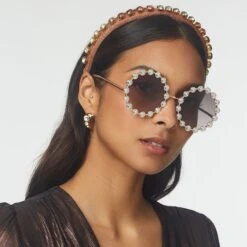 CRYSTAL ELTON SUNGLASSES -Lele Sadoughi Shop lele sadoughi sunglasses one size crystal crystal elton sunglasses 34224767140002