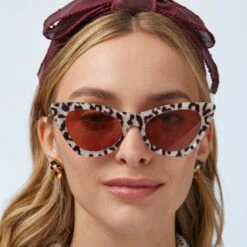 LEOPARD DOWNTOWN CAT-EYE SUNGLASSES -Lele Sadoughi Shop lele sadoughi sunglasses one size leopard leopard downtown cat eye sunglasses 36232334901410